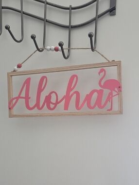 Aloha Pink Wall Hanging Sign - Beach Decor